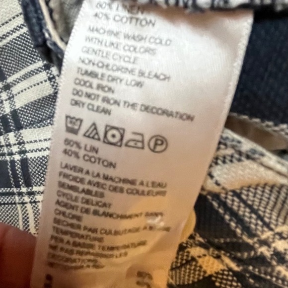 Tommy Bahama Mens Plaid Shorts Size 38 Linen Cotton Blend Blue White - Picture 7 of 9